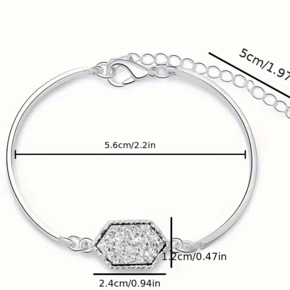 Black Druzy Rhombus Bangle Bracelet - Picture 2 of 3